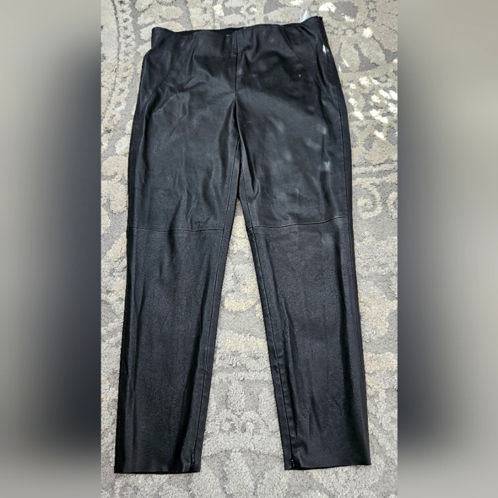 ZARA Basix-Black Faux leather pants Zipper Legs, Women's Sz XL